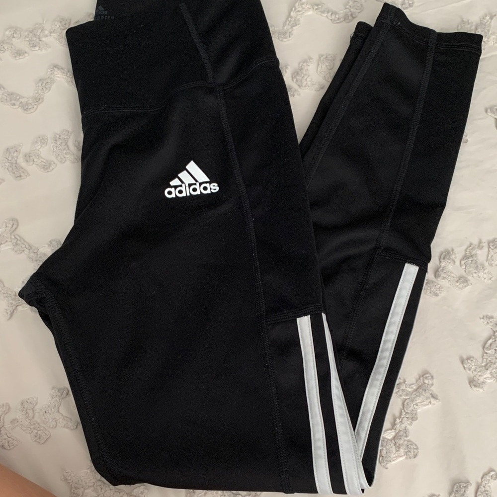 Adidas Black Joggers with White Stripes